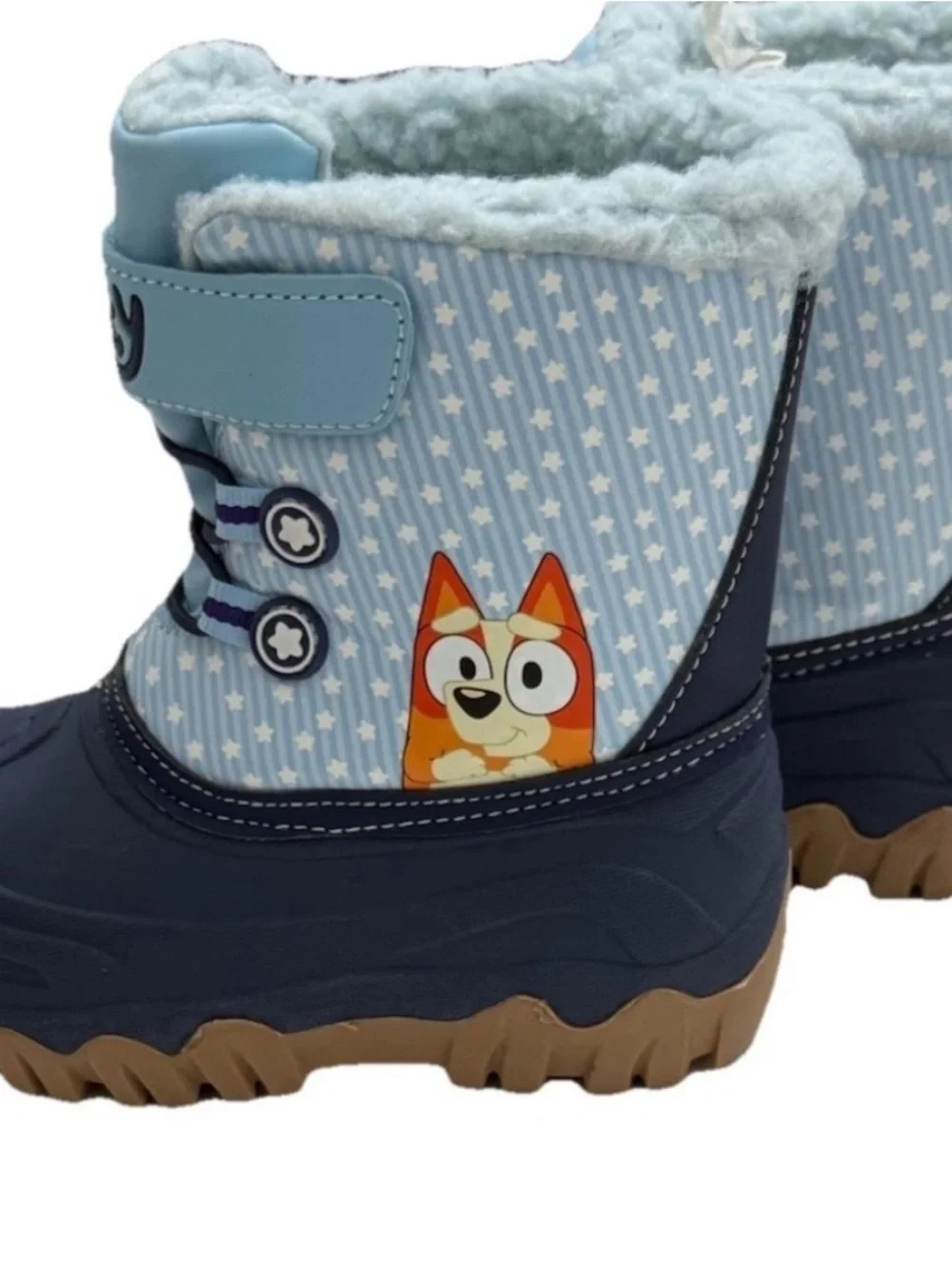Light and dark Blue Kids' Insulated Winter Boots with white stars toddler size 8